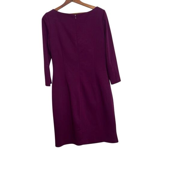 Tahari Ruched Waist Quarter Sleeve Back Zip Sheath Career Dress Wine Small - Picture 7 of 7